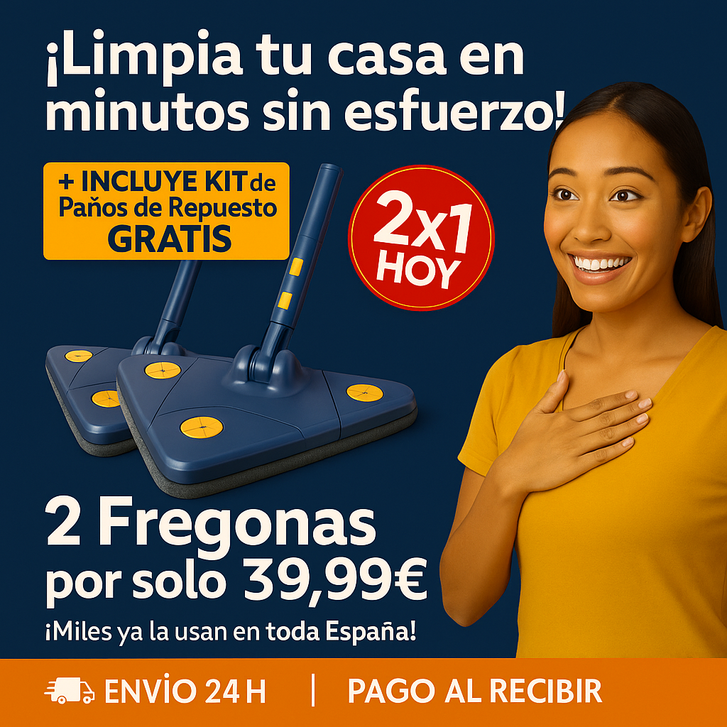 Liquidación por Cierre: Pack 2x1 SuperMop 360®+ Kit Paños de Repuestos Grátis – ¡Últimas unidades!