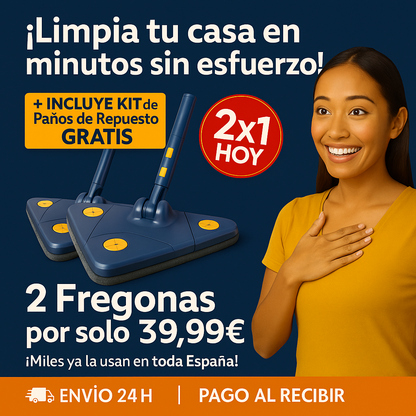 Liquidación por Cierre: Pack 2x1 SuperMop 360®+ Kit Paños de Repuestos Grátis – ¡Últimas unidades!